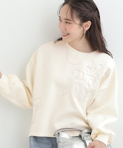 お花ロープ刺繍ダンボールトップス