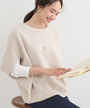 【2点セット】体型カバーにも ポンチョ風 スエードトップス+ロンT