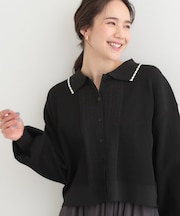 衿付きレース風カーディガン