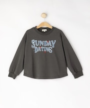 【100-150cm】デニムロゴデザインロンT