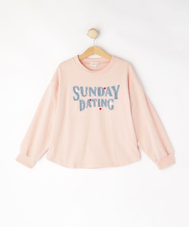 【100-150cm】デニムロゴデザインロンT