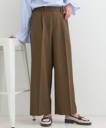 【洗濯機可/セットアップ可/SS-LL/UV】脚のラインをきれいに見せる ワイドパンツ