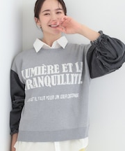 デニム袖切替ロゴニット