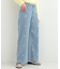 【洗濯機可/S-LL】フラワー刺繍が女性らしさをプラス バギーデニムパンツ
