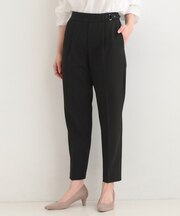 【洗濯機可/S-LL】ベルト風デザインがアクセント きれい見えテーパードパンツ