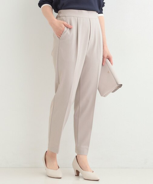 【洗濯機可/S-LL】ベルト風デザインがアクセント きれい見えテーパードパンツ