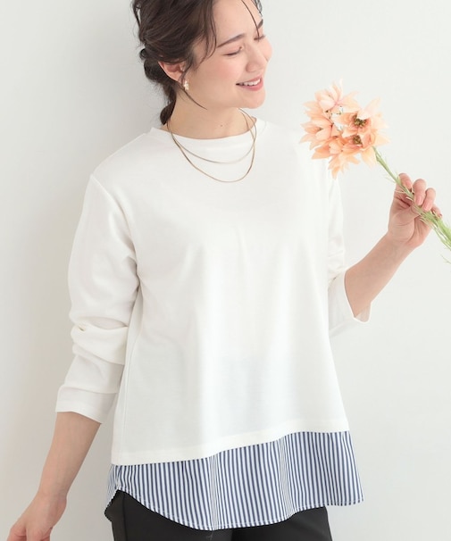 レイヤードスタイルにおすすめ 裾切り替え スムースロンT