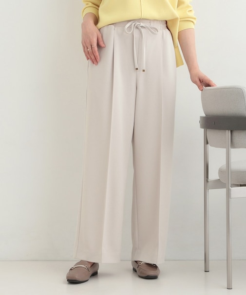 【S-LL/着丈選べる/洗濯後しわになりにくい】スマートに見えるイージーワイドパンツ