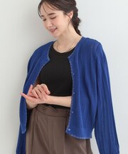 編み柄が上品 ラメ入り透かし編みカーディガン