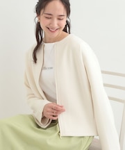 【セットアップ可能／S－LL／なめらかタッチ】ノーカラージップブルゾン