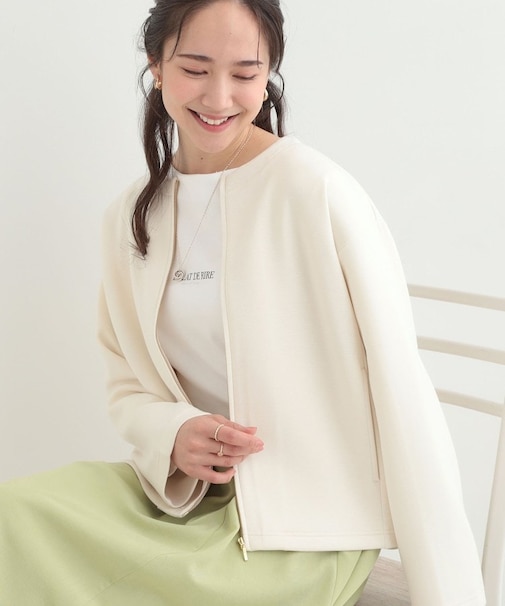 【セットアップ可能／S－LL／なめらかタッチ】ノーカラージップブルゾン