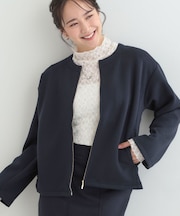 【セットアップ可能／S－LL／なめらかタッチ】ノーカラージップブルゾン