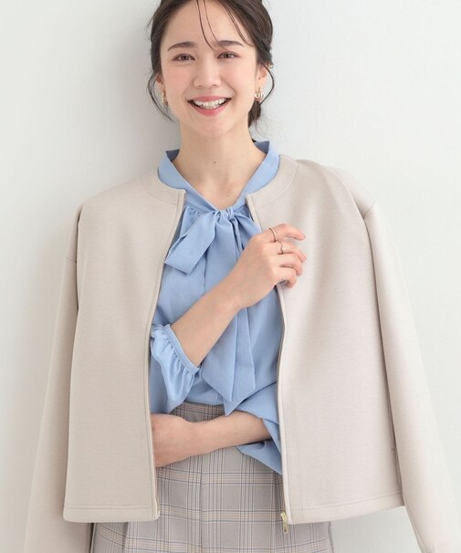 【セットアップ可能／S－LL／なめらかタッチ】ノーカラージップブルゾン