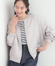 麻調リブブルゾン