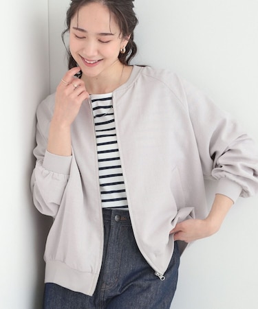 麻調リブブルゾン