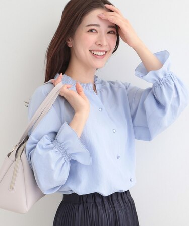 【洗濯後シワになりにくい/UV】洗えるフリル襟ブラウス