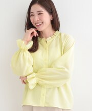 【洗濯後シワになりにくい/UV】洗えるフリル襟ブラウス