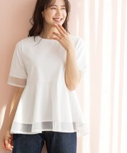 チュールレイヤードペプラムＴシャツ