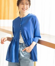 七分袖ペプラムニットカーディガン