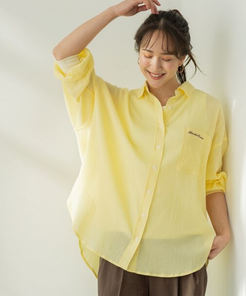 お袖リブ楊柳オーバーシャツ