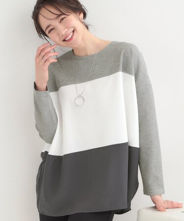 3段切り替え配色トップス