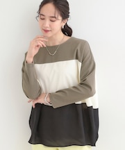 3段切り替え配色トップス