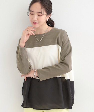3段切り替え配色トップス