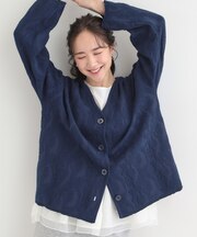 無地柄がコーデのアクセントに Vネックカーディガン