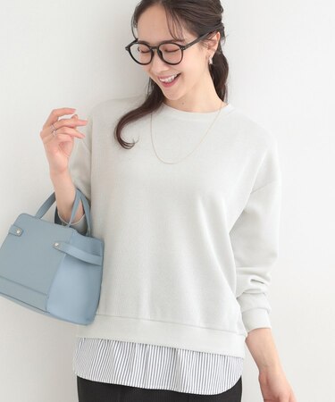 1枚でサマ見え ラメニットソーレイヤード風トップス