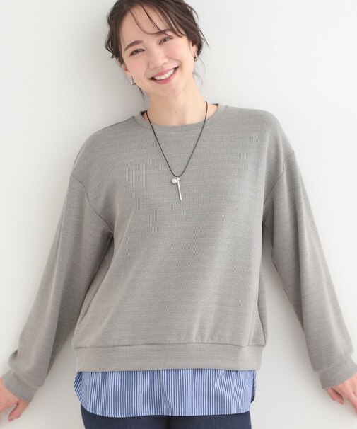 1枚でサマ見え ラメニットソーレイヤード風トップス