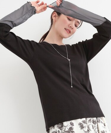 【S-LL】レイヤードスタイルに チュール切替ロンT