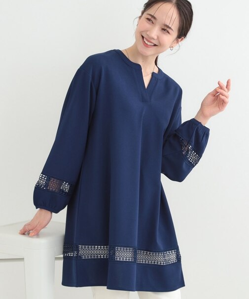 レース切り替えチュニックワンピース