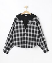 【130-150cm】チェックシャツドッキングトップス