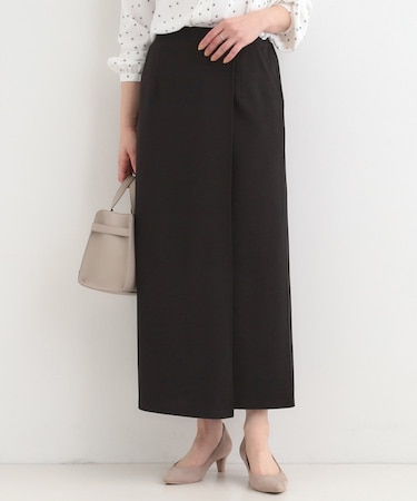 【洗濯機可/S-LL】腰まわりを自然にカバーする ラップ風ナロースカート