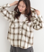 【洗濯機可/S-LL】涼しげで軽やかな フードチェックシャツ