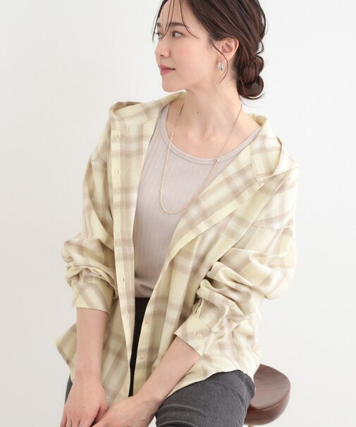 【洗濯機可/S-LL】涼しげで軽やかな チェックフーディーシャツ