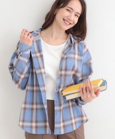 【洗濯機可/S-LL】涼しげで軽やかな フードチェックシャツ