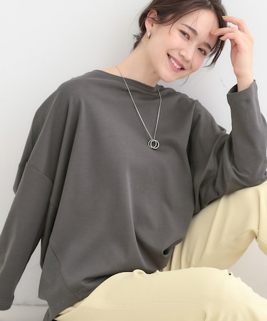 【接触冷感/UVカット/抗菌防臭】スムース 前振りゆるトップス