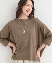 【洗濯機可/UVカット/綿100%】体系カバーの叶う 七分袖ゆるトップス