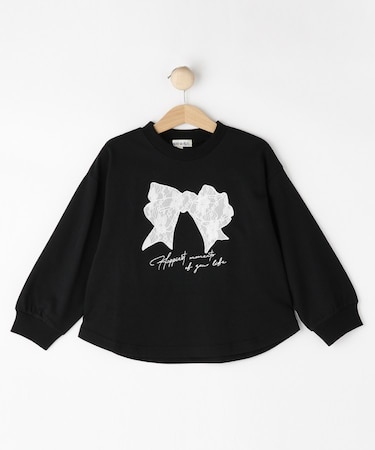 【100-150cm】レースリボン刺繍ロンT