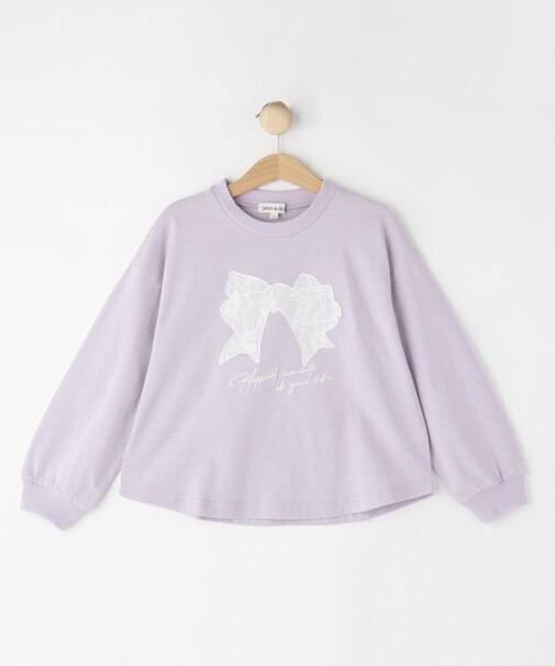 【100-150cm】レースリボン刺繍ロンT