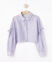 【130-150cm】クロップドシアーリボンシャツ