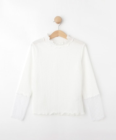 【100-150cm】袖チュールフリルネックインナー