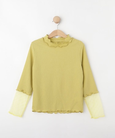 【100-150cm】袖チュールフリルネックインナー