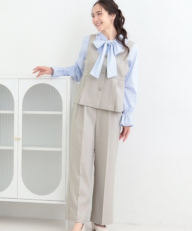 【2点セット/S-LL】大人っぽく上品に見える 麻調セットアップ