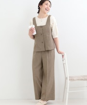 【2点セット/S-LL】大人っぽく上品に見える 麻調セットアップ
