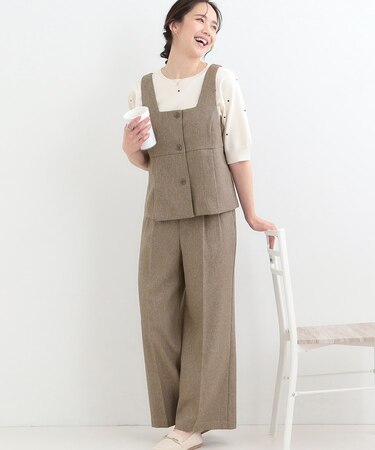 【2点セット/S-LL】大人っぽく上品に見える 麻調セットアップ