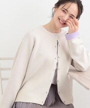 【洗濯機可/S-LL】品良くきまる ダブルフェイス 配色カーディガン