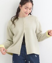 【洗濯機可/S-LL】品良くきまる ダブルフェイス 配色カーディガン
