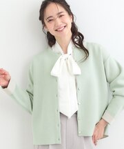 【洗濯機可/S-LL】品良くきまる ダブルフェイス 配色カーディガン